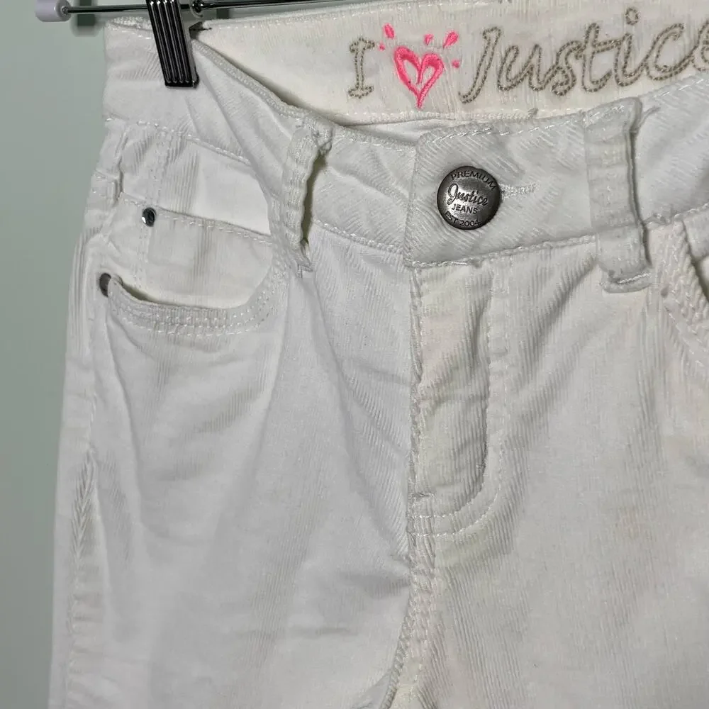 Girl's Justice Bootcut Corduroy  Jeans Low‎ Rise Cotton Blend Stretch White 12 R